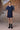 Navy Flounce Sleeve Cotton Dress