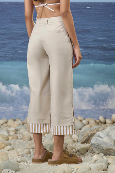 Beige Premium Cotton Lycra Relaxed Fit Culottes