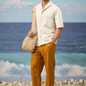 Beige poly viscose lycra shirt for men with printed design