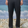 Black poly viscose trousers for men with straight-leg design
