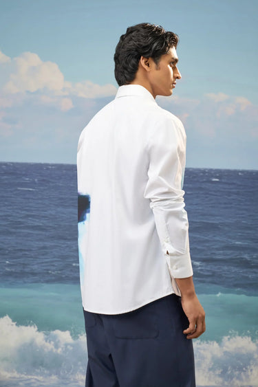 Blue and white contemporary shirt for men with modern design