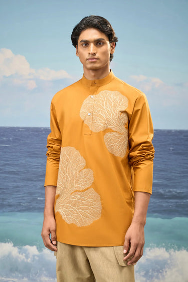 Caramel Premium Cotton Poplin Embroidered Kurta