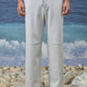 Grey poly viscose lycra trousers for men with drawstring waist