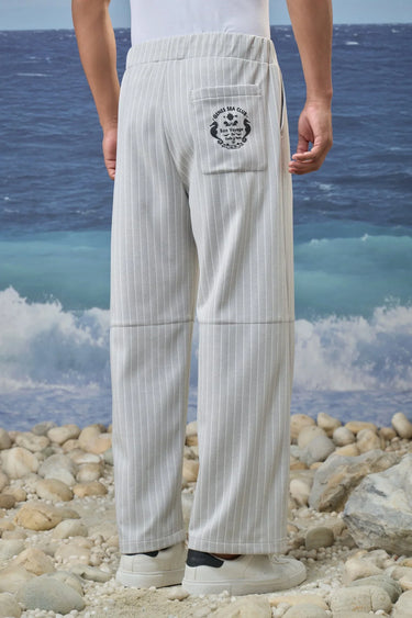 Grey poly viscose lycra trousers for men styled for casual wear