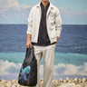 Grey poly viscose lycra bomber jacket for men with printed design