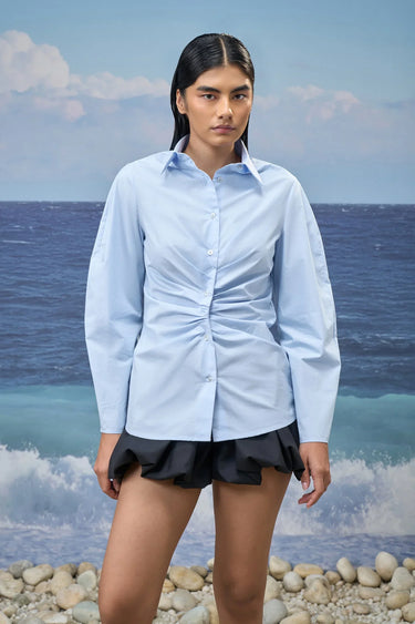 Light Blue Premium Cotton Poplin Relaxed Shirt