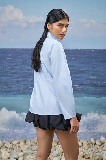 Light Blue Premium Cotton Poplin Relaxed Shirt