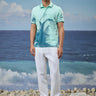 Mint green dotted abstract print polo t-shirt for men by Genes Lecoanet Hemant India