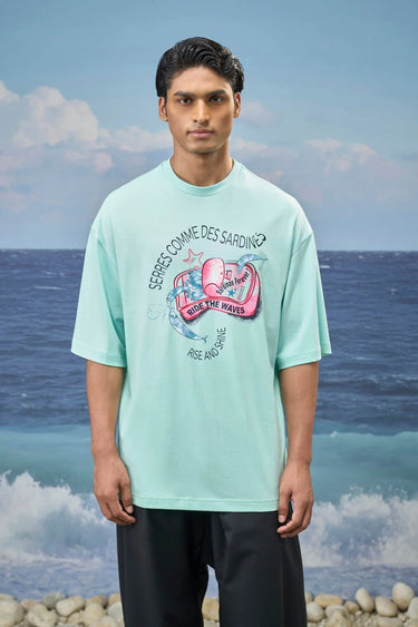 Mint Green Premium Cotton Single Jersey Graphic T-Shirt