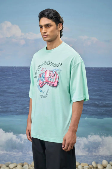 Mint Green Premium Cotton Single Jersey Graphic T-Shirt