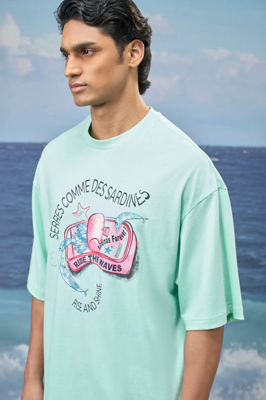 Mint Green Premium Cotton Single Jersey Graphic T-Shirt