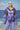 Navy poly organza oversized hoodie for women with abstract print design