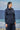 Navy poly wool shirt for women showing smooth breathable fabric texture