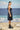 Navy poly wool dress for women showing soft structured fabric texture