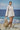 Oversized A-Line Shirt in Premium Cotton Poplin with Printed Finish - Mastic