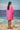 Barbie pink oversized dress for women with polo neck and embroidery detail