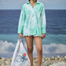 Premium cotton poplin oversized shirt for women with abstract print