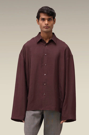 Premium Chocolate Brown Viscose Nylon Oversized Shirt
