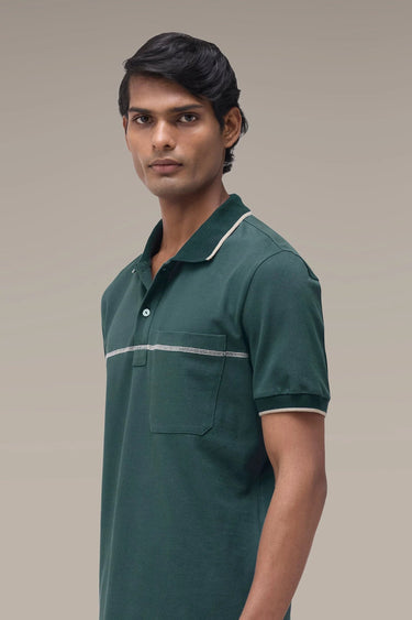 Men's Premium Midnight Green Cotton Pique Polo