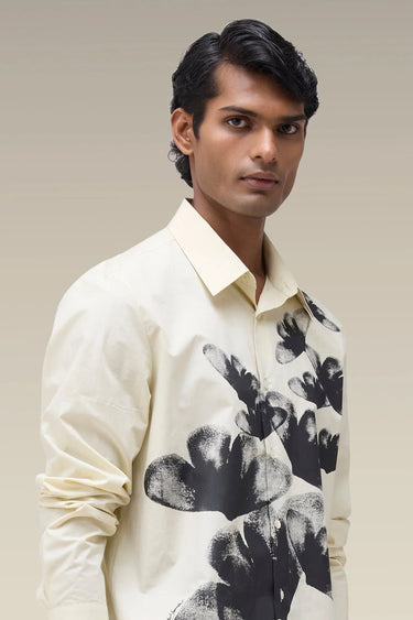Men's Premium Wax Paper Botanical Print Cotton Poplin Shirt