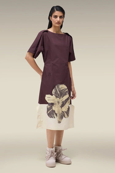 Premium Wax Paper Floral Print Cotton Poplin Dress