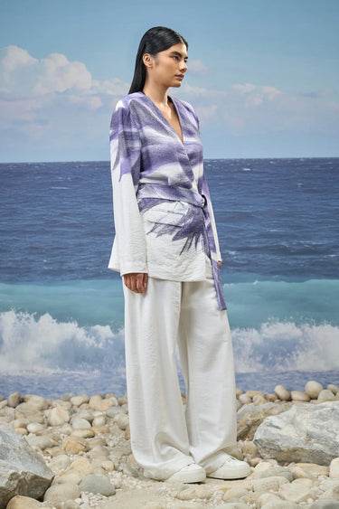 White viscose nylon jacket for women showing breathable smooth fabric texture