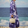 Premium cotton poplin shirt dress for women with abstract cloud print