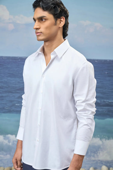 White Premium Cotton Dobby Regular-Fit Shirt