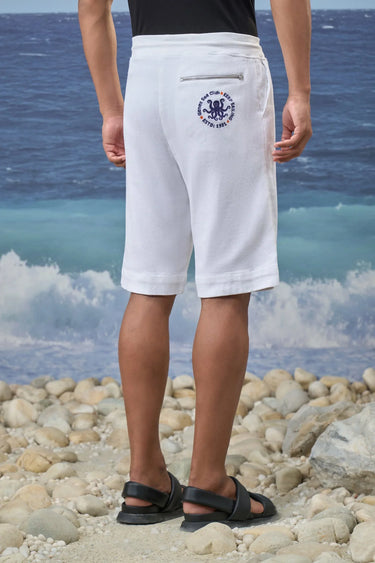 White Premium Cotton Jacquard Lycra Relaxed-Fit Shorts