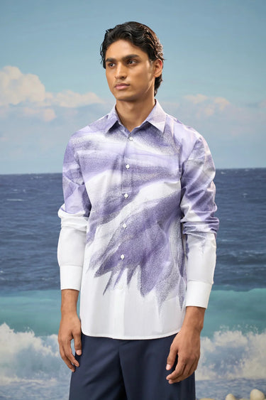 White full sleeve shirt for men with relaxed fit and clean silhouette